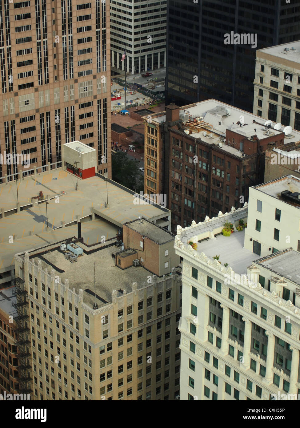 View of Chicago Rooftops from 40th Story Hotel Window Stock Photo - Alamy