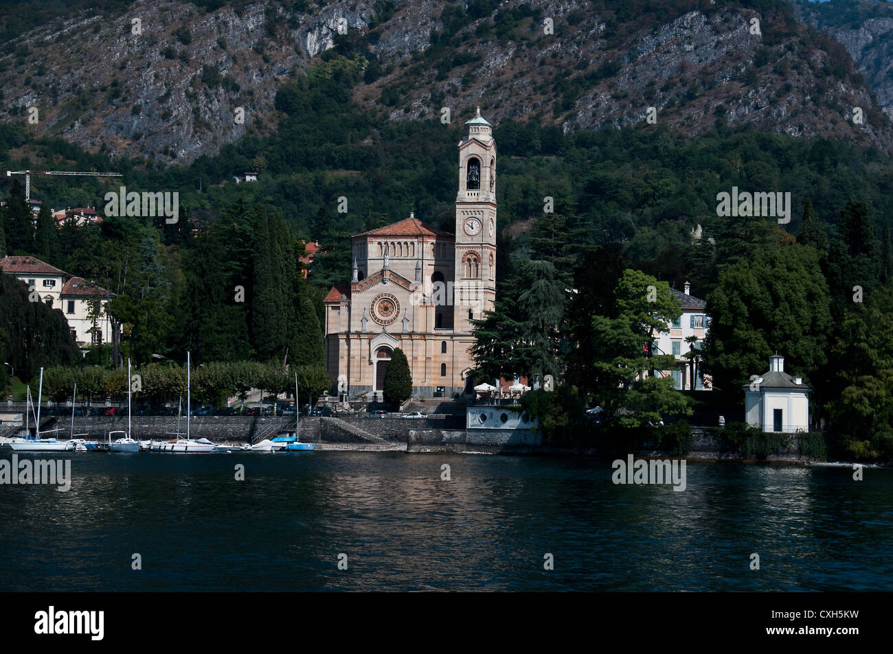 Church at Tremezzo on Lake Como Stock Photo