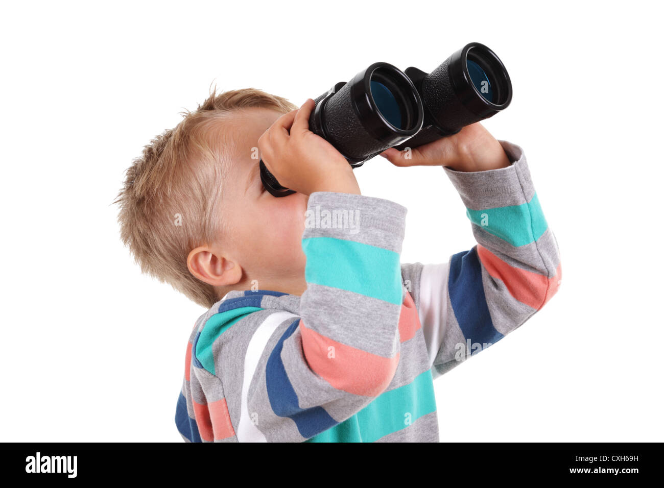 Looking through binoculars Stock Photo