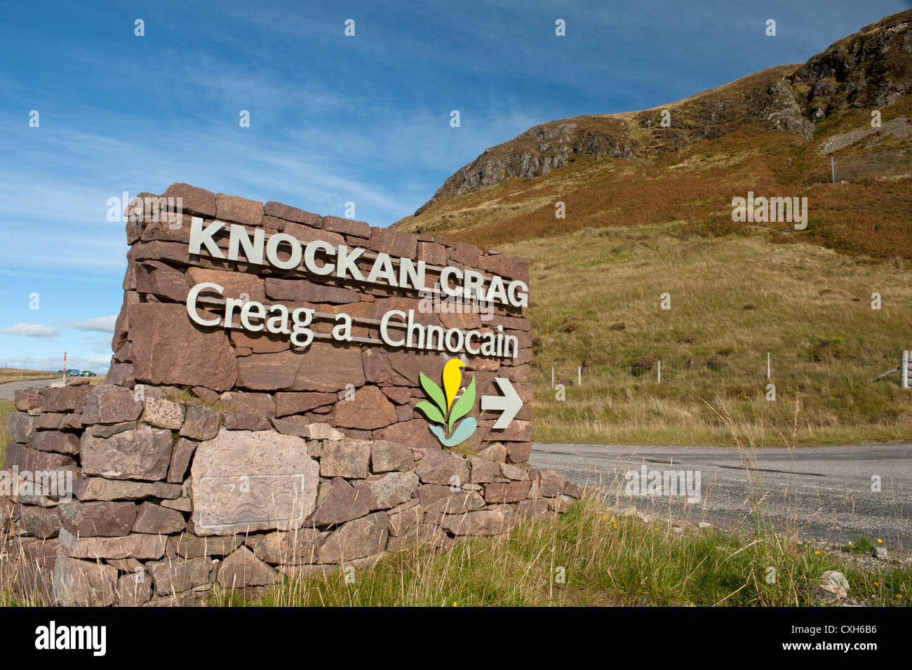 The Geological Crag sign at Knockan, in Wester Ross. Scotland.   SCO 8563 Stock Photo