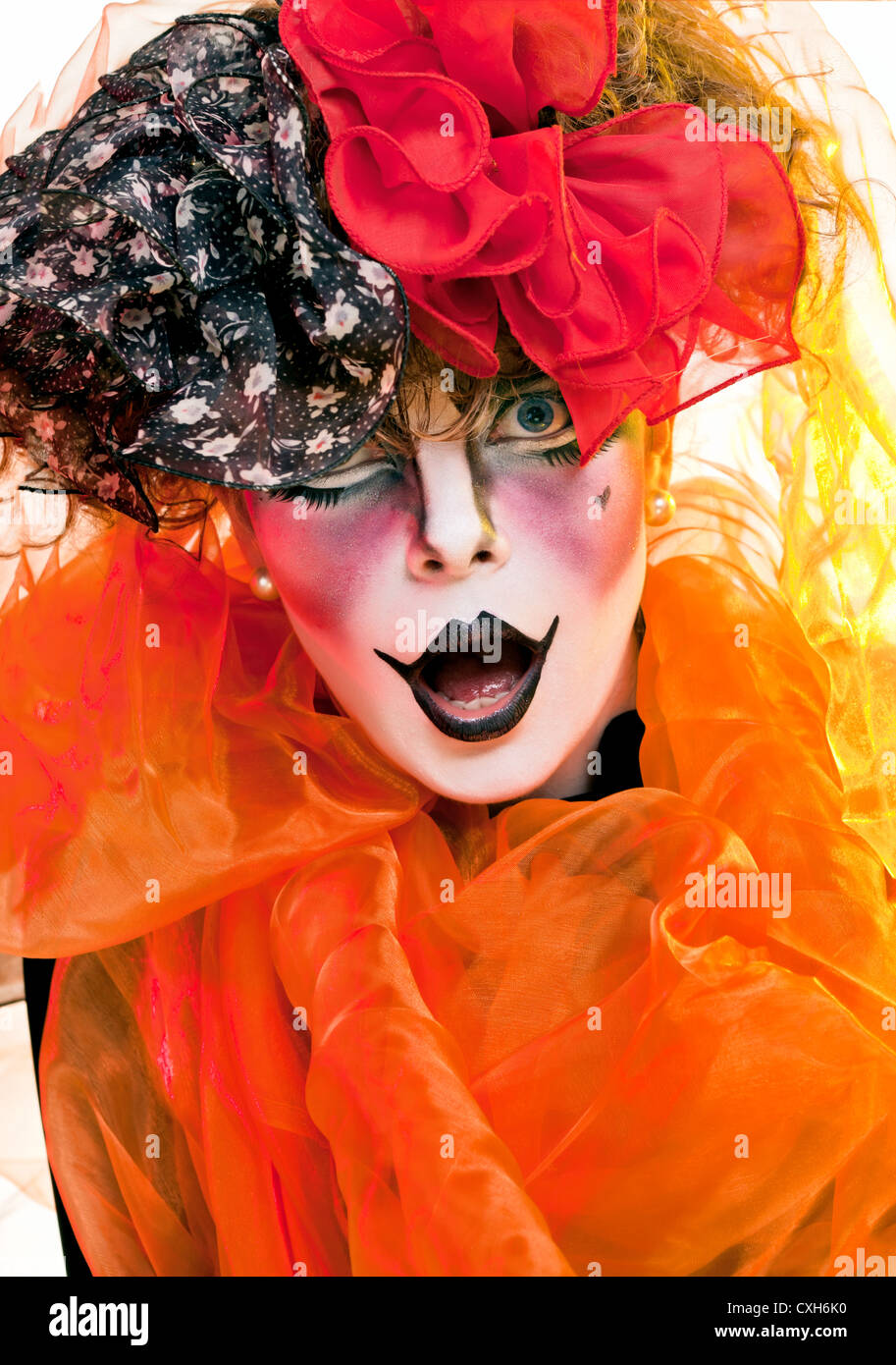 woman mime with theatrical makeup Stock Photo Alamy