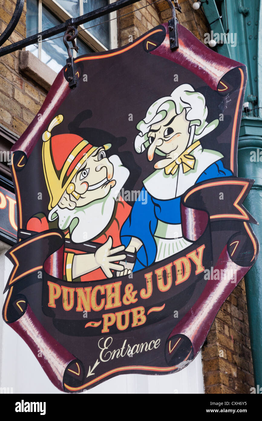 England, London, Covent Garden, Punch and Judy Pub Sign Stock Photo Alamy