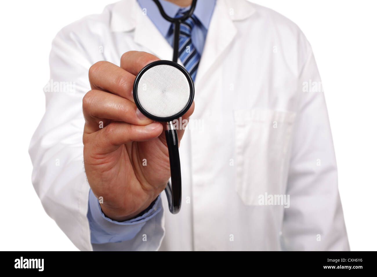 Doctor holding stethoscope Stock Photo