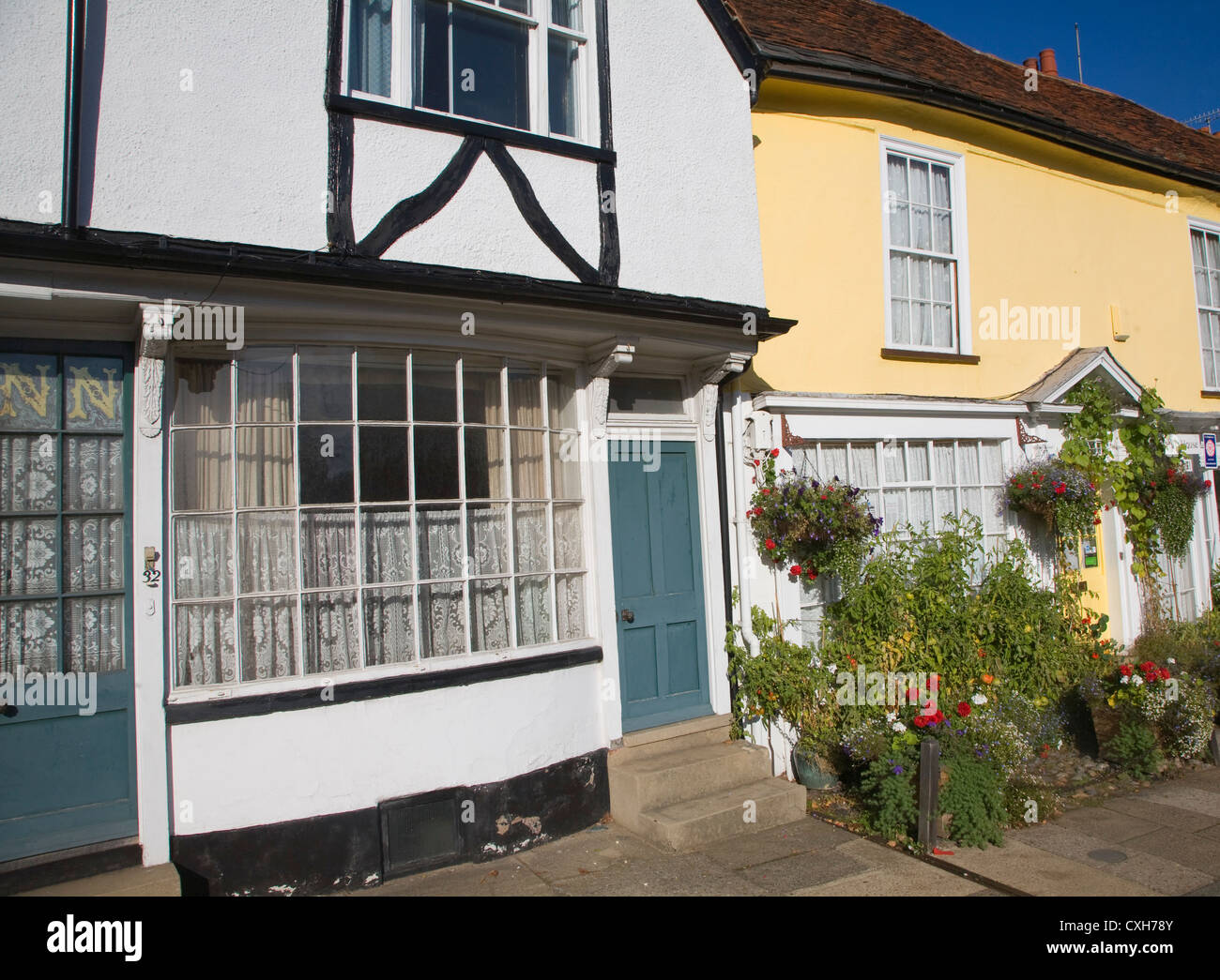 Historic buildings Market Hill Woodbridge Suffolk England Stock Photo