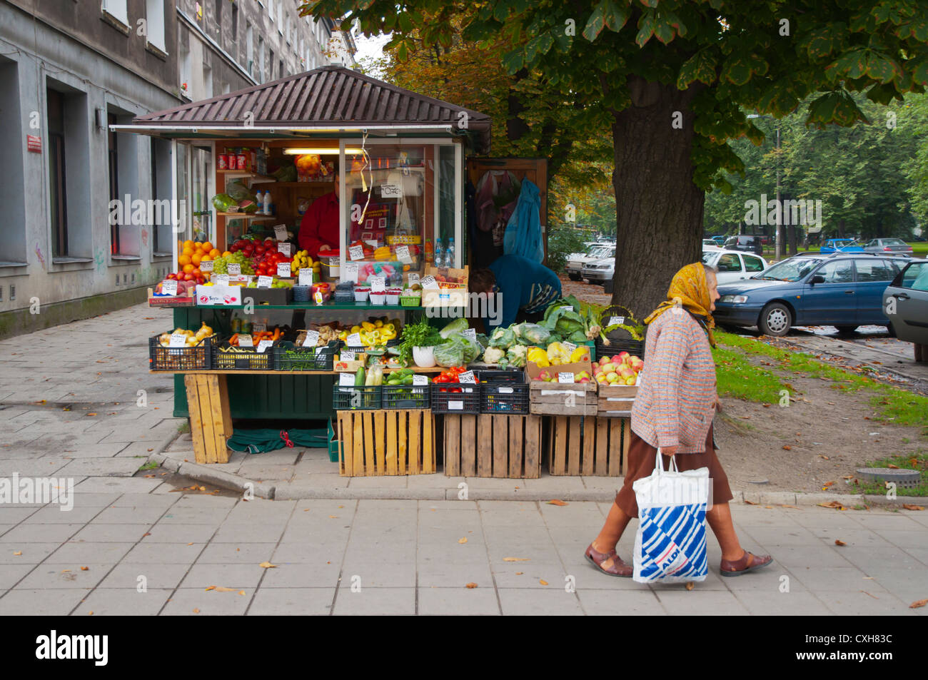 Vegetable street stall Nowa Huta district Krakow city Malopolska region Poland Europe Stock Photo