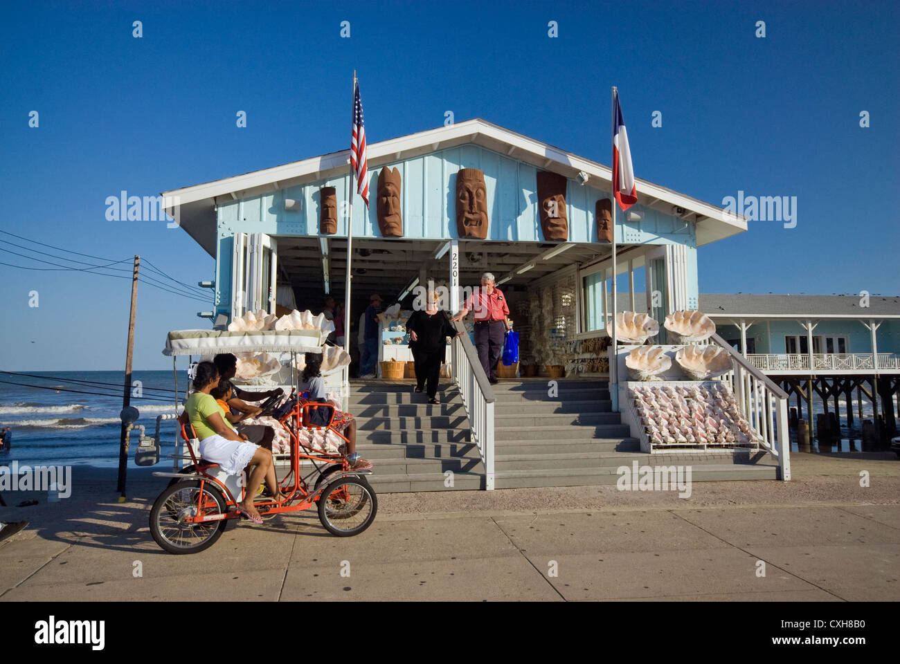 Buggy riders at souvenir shop at Seawall Boulevard, Galveston, Texas, USA Stock Photo Alamy