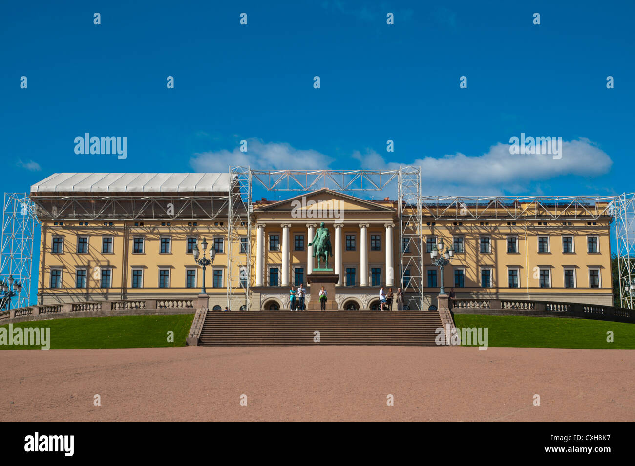 Det Kongelige Slott the Royal Palace being renovated central Oslo Norway Europe Stock Photo