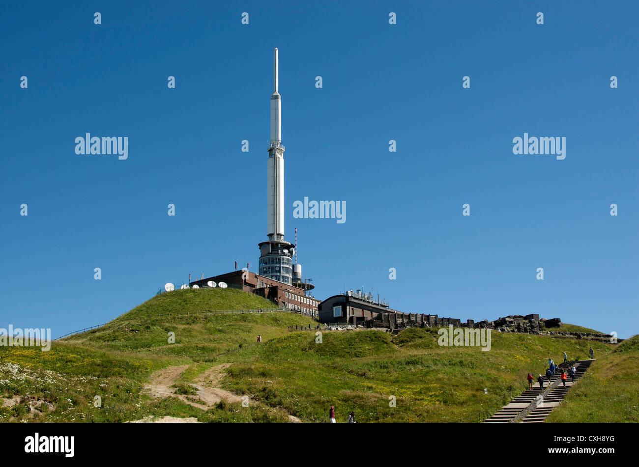 Station meteorology and antenna on summit of the Puy de Dome. Auvergne.France. Stock Photo