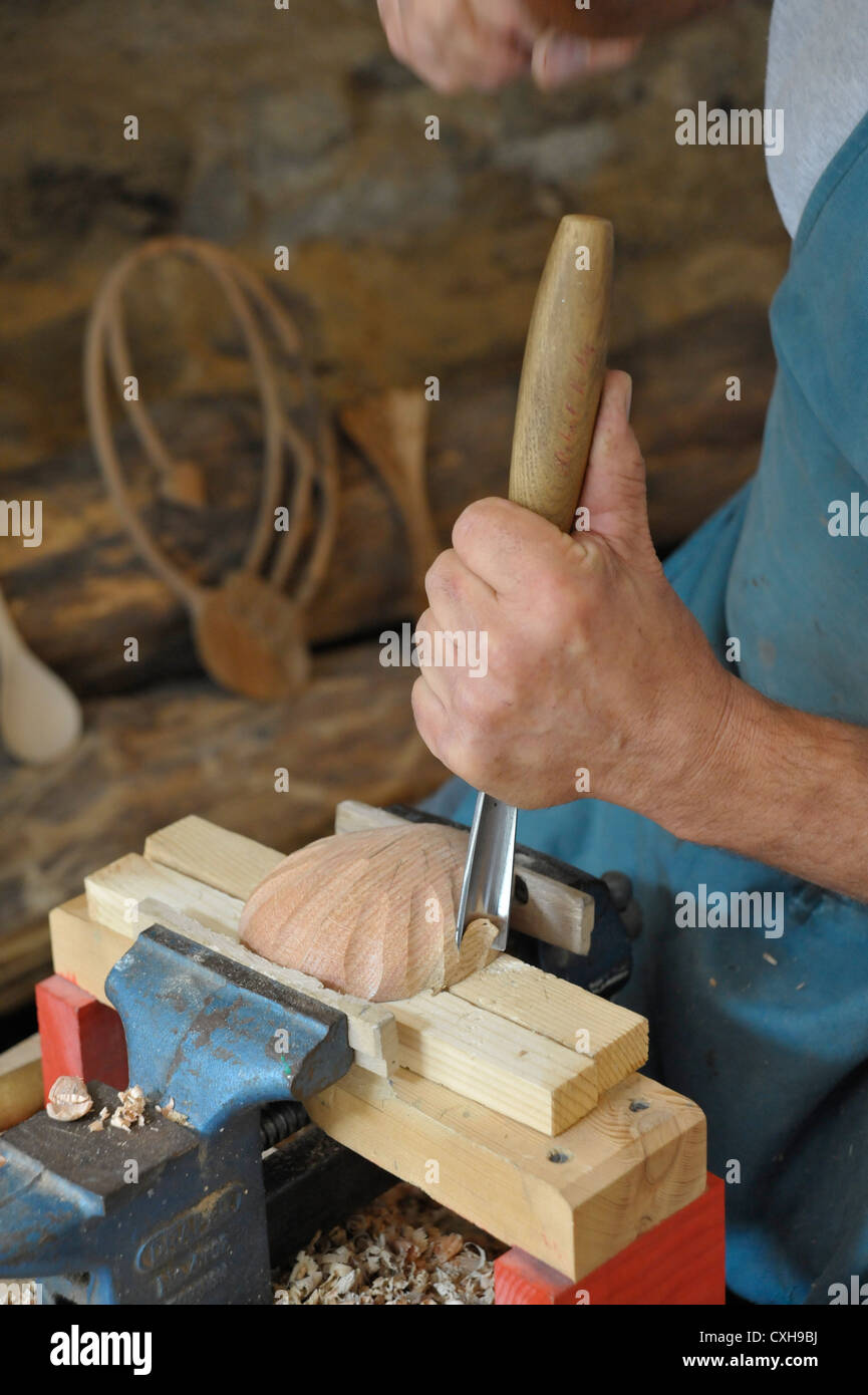 Wood working craftsman at work Stock Photo Alamy