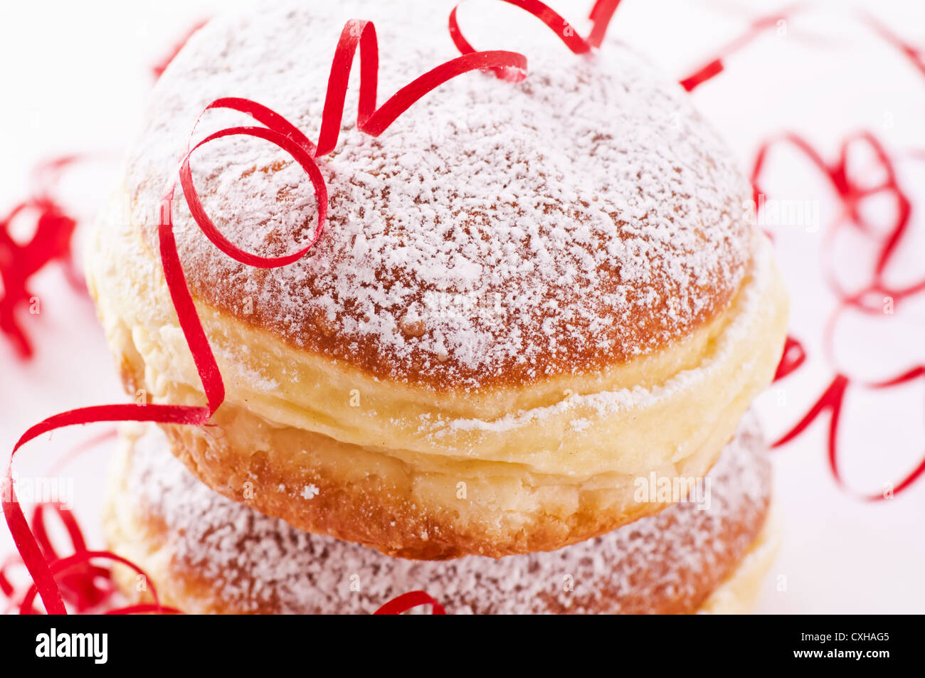 Krapfen with decoration as closeup Stock Photo