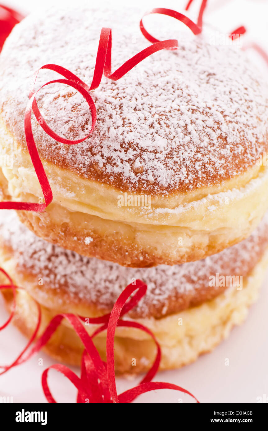 Krapfen with decoration as closeup Stock Photo