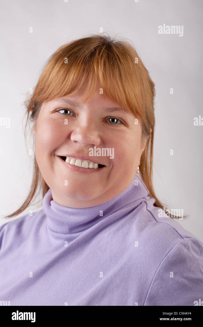 smiling fat woman Stock Photo Alamy