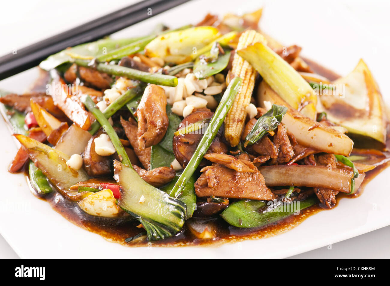 Hot spicy chicken with vegetables Stock Photo