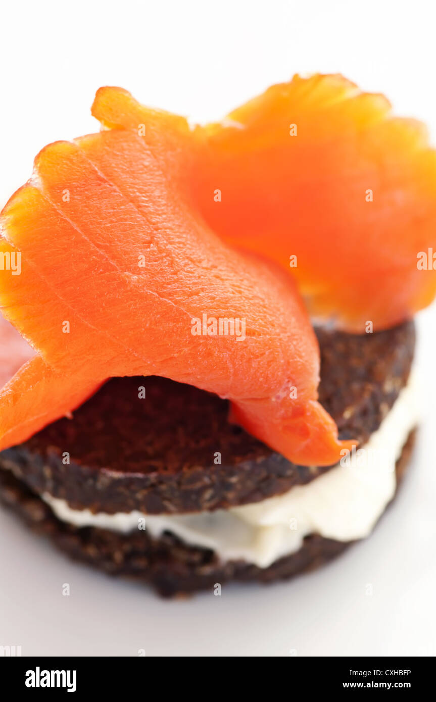 Snack with bred and salmon Stock Photo