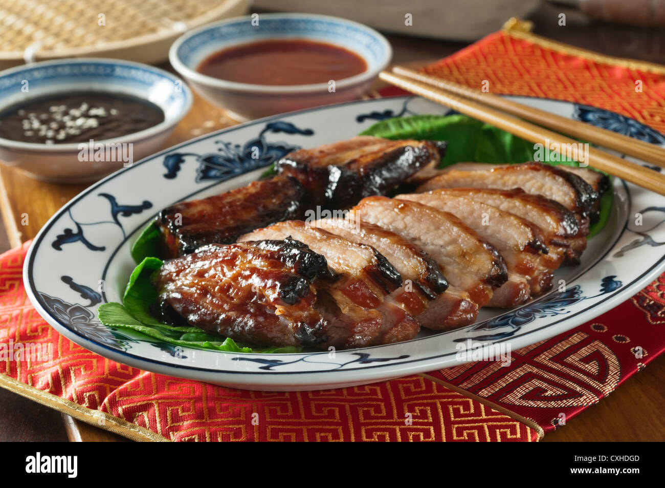 Char siu roast pork Chinese food Stock Photo