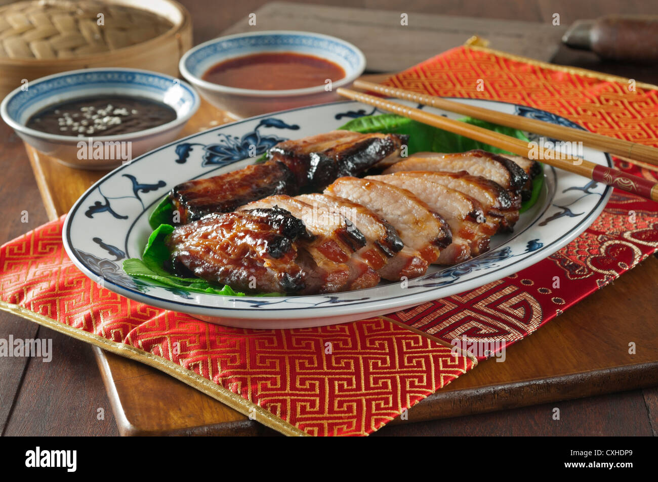 Char siu roast pork Chinese food Stock Photo