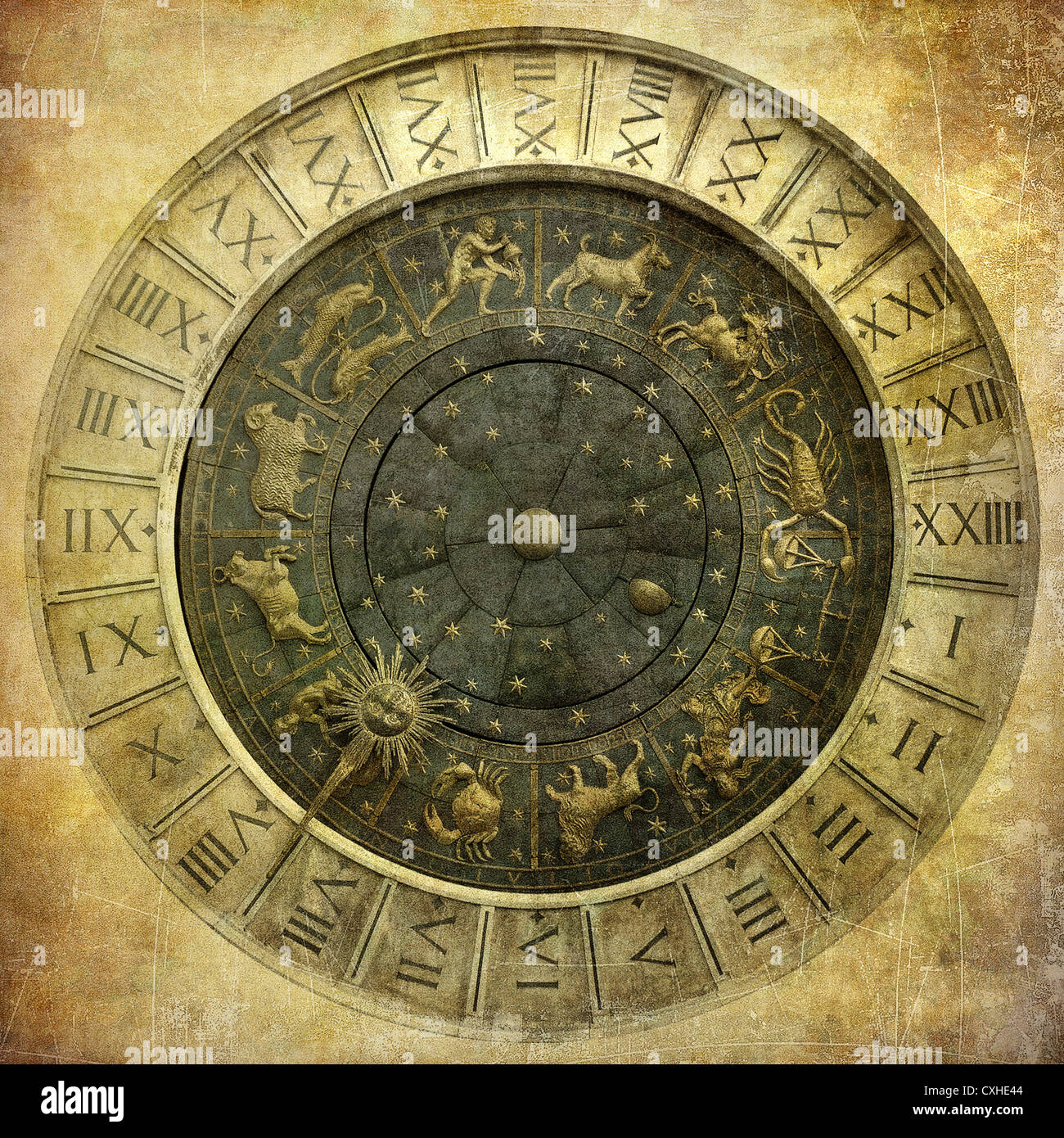 Vintage image of Venetian clock Stock Photo - Alamy