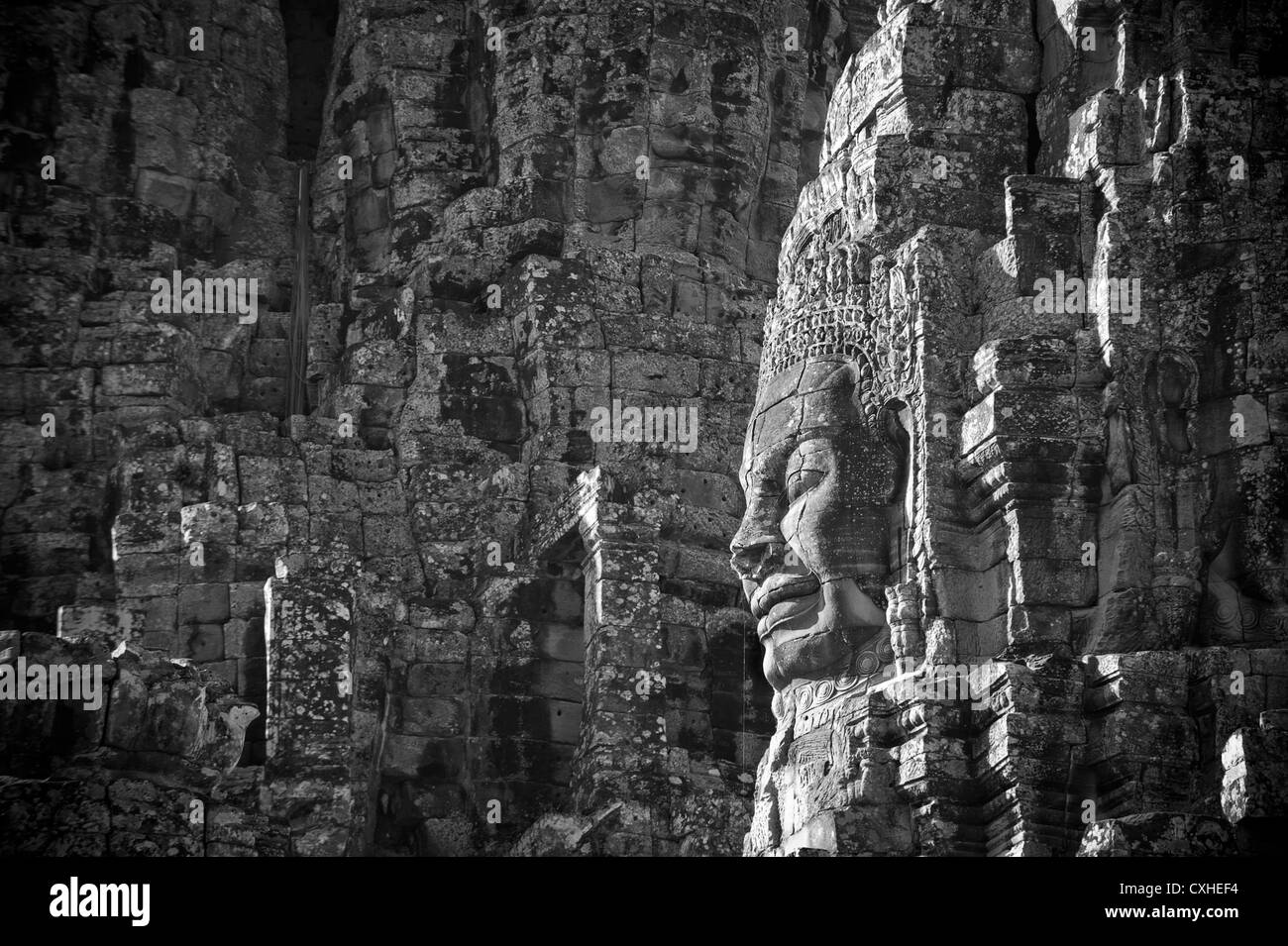 Faces of Bayon temple, Angkor, Cambodia Stock Photo
