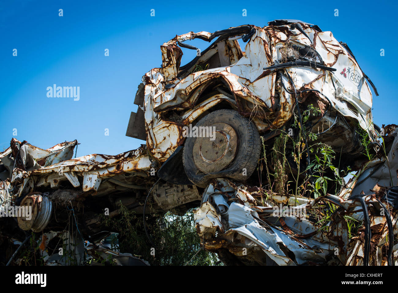 Beachside car graveyard for vehicles destroyed by the 2011 Japan