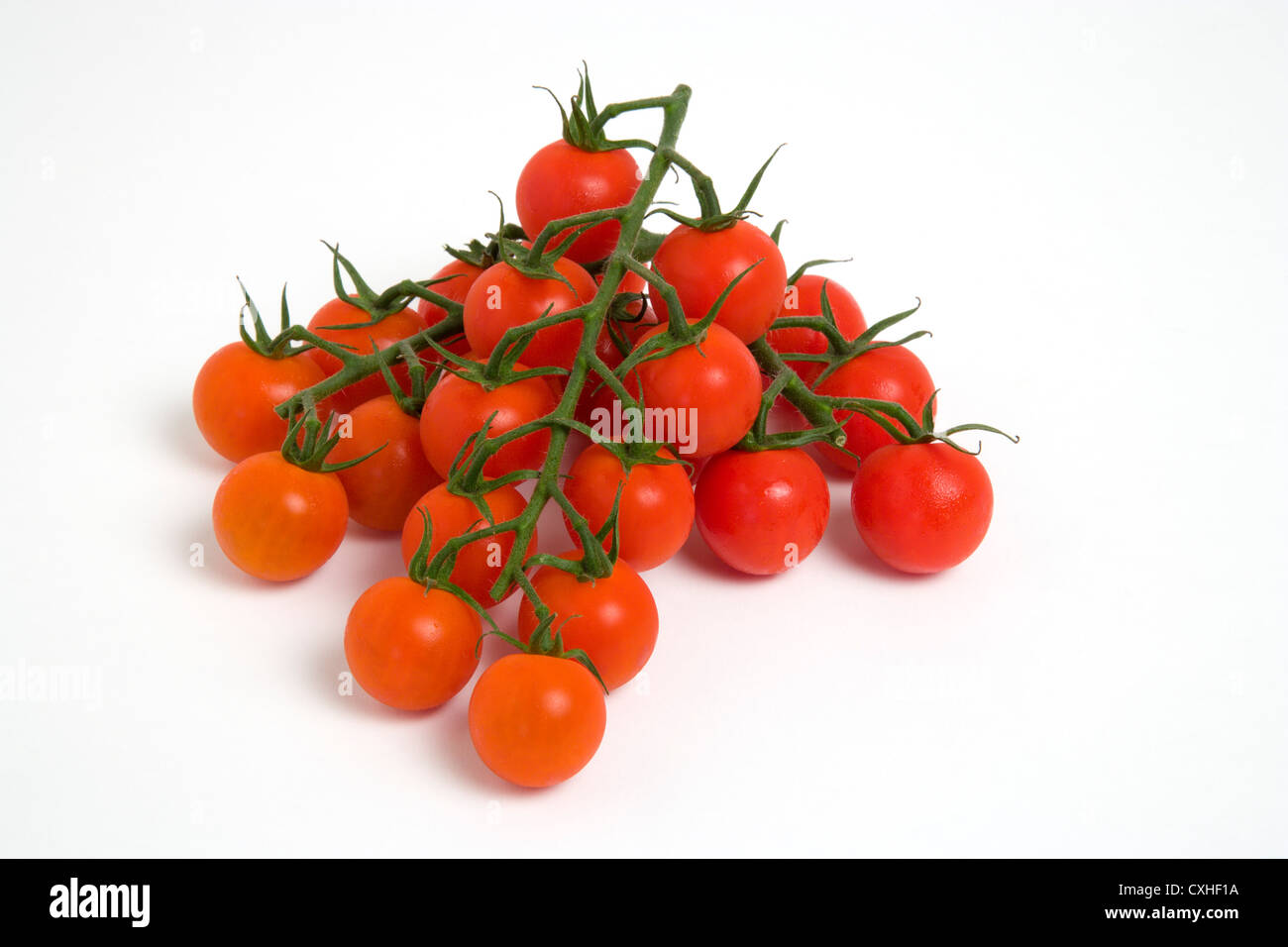 Ripe red cherry tomatoes on white background Stock Photo - Alamy