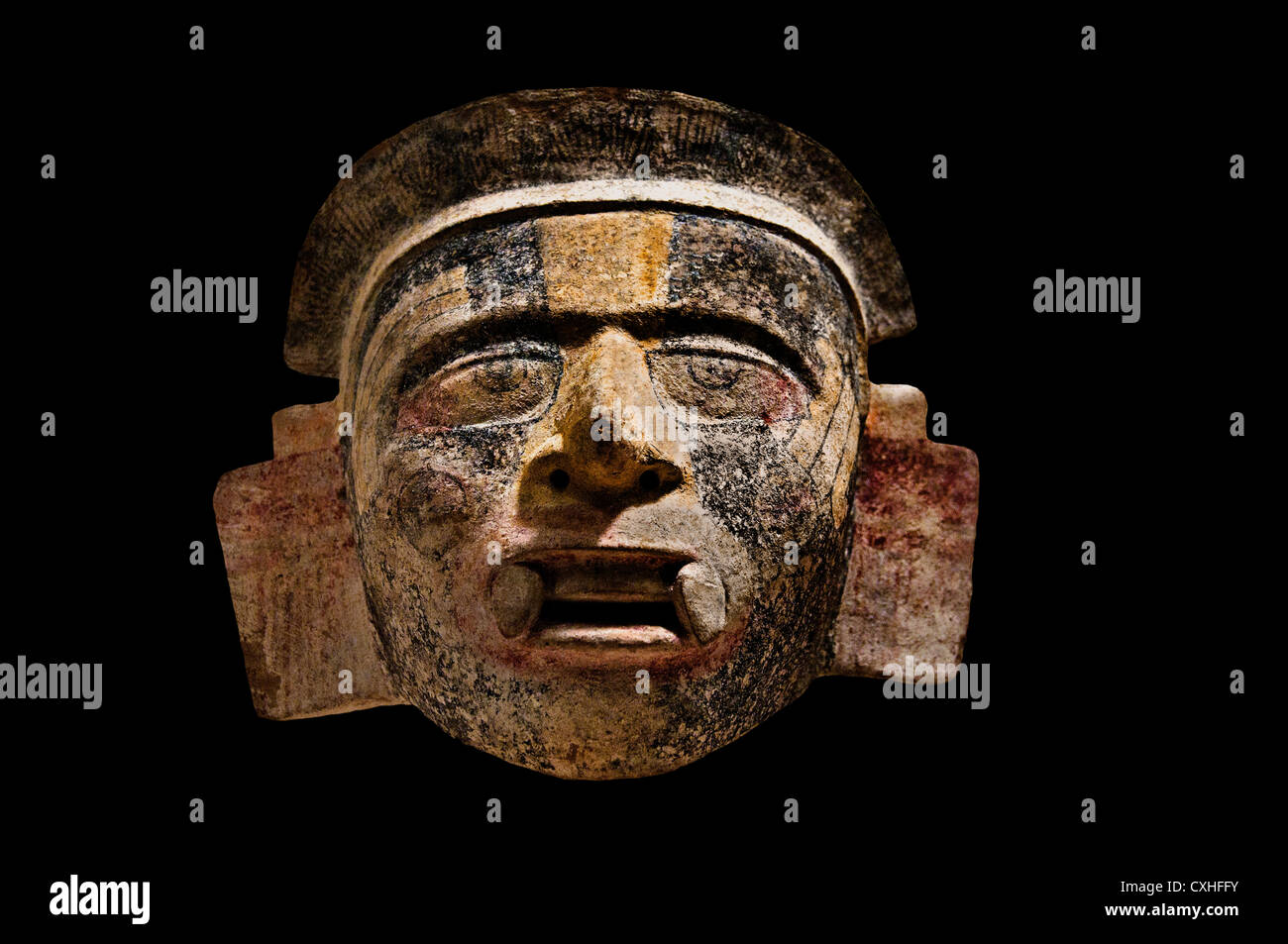 Deity Head 13th–15th century  Mexico Mesoamerica Oaxaca Culture Eastern Nahua Ceramic Dimensions19 x 24 cm Stock Photo