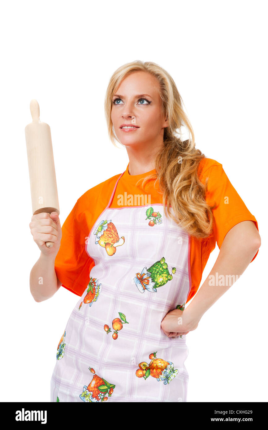 housewife with rolling pin Stock Photo Alamy