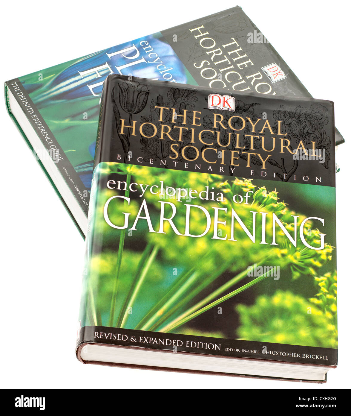 Royal Horticultural Society encyclopedia of gardening book and  Royal Horticultural Society encyclopedia of plants and flowers Stock Photo