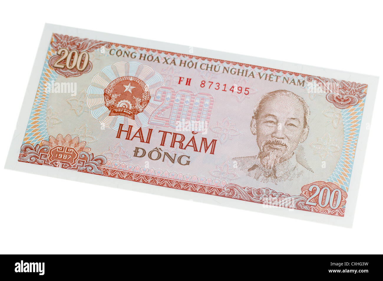 Vietnamese 200 Dong banknote Stock Photo