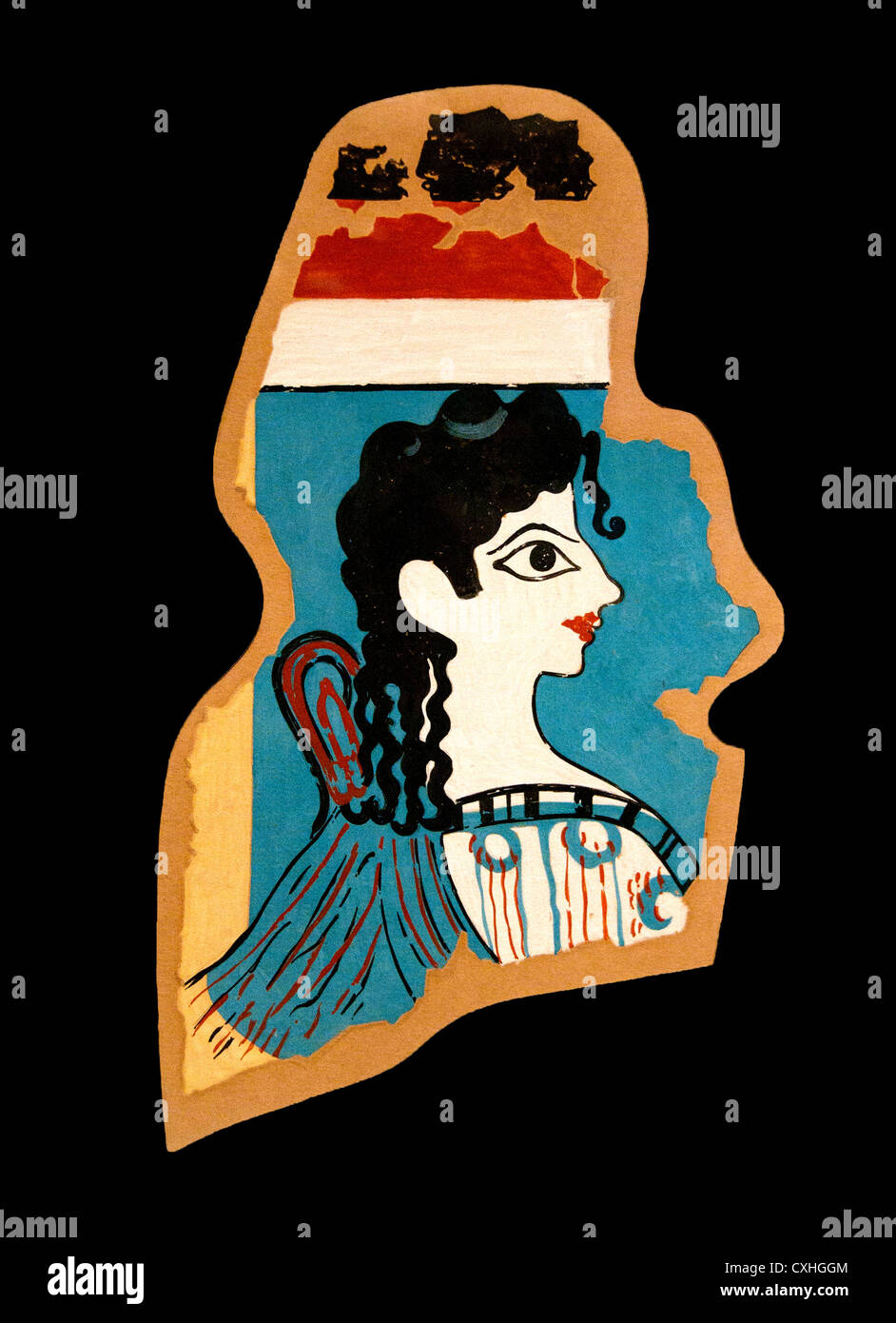 La Parisienne 1425-1300 B.C Minoan Fresco Great Palace Knossos Crete Greece Reproduction by Emile Gilliéron 1906
