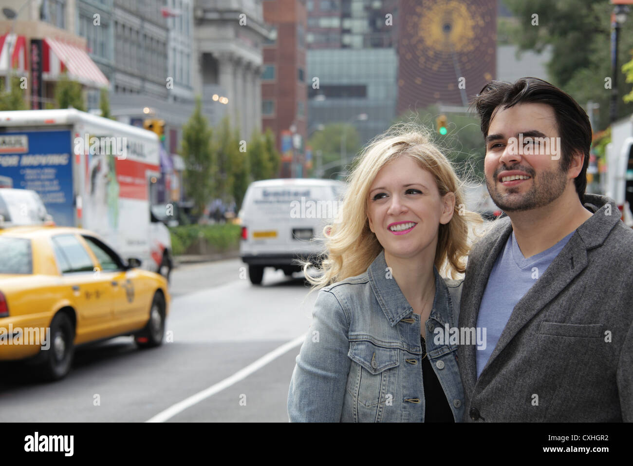 Couple standing along Union Square East in New York City, USA, September 26, 2012 © Katharine Andriotis Stock Photo
