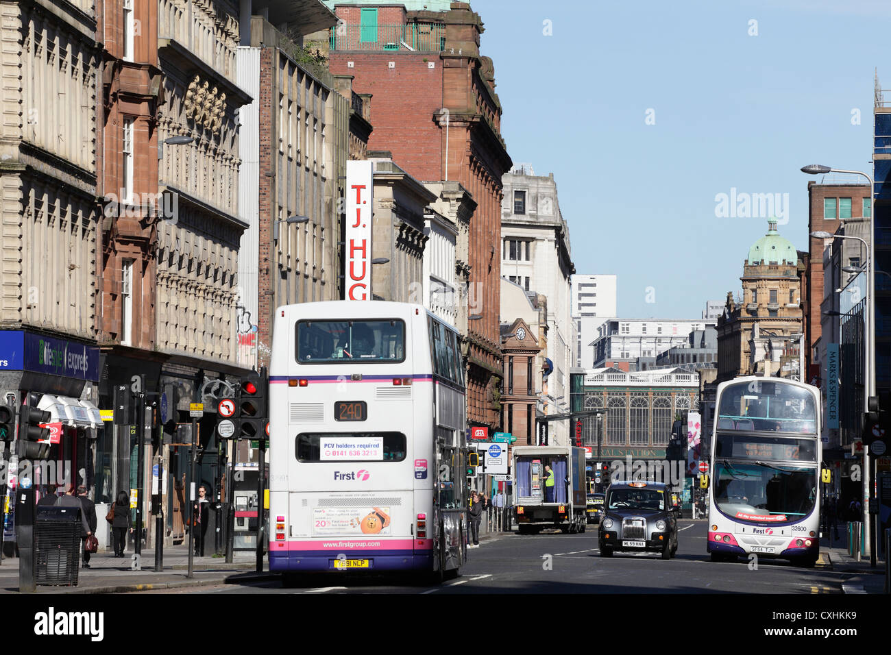 Looking West along Argyle Street in Glasgow City Centre, Scotland, UK Stock Photo