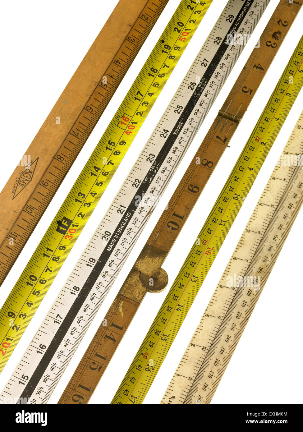 tools, rulers and measures Stock Photo