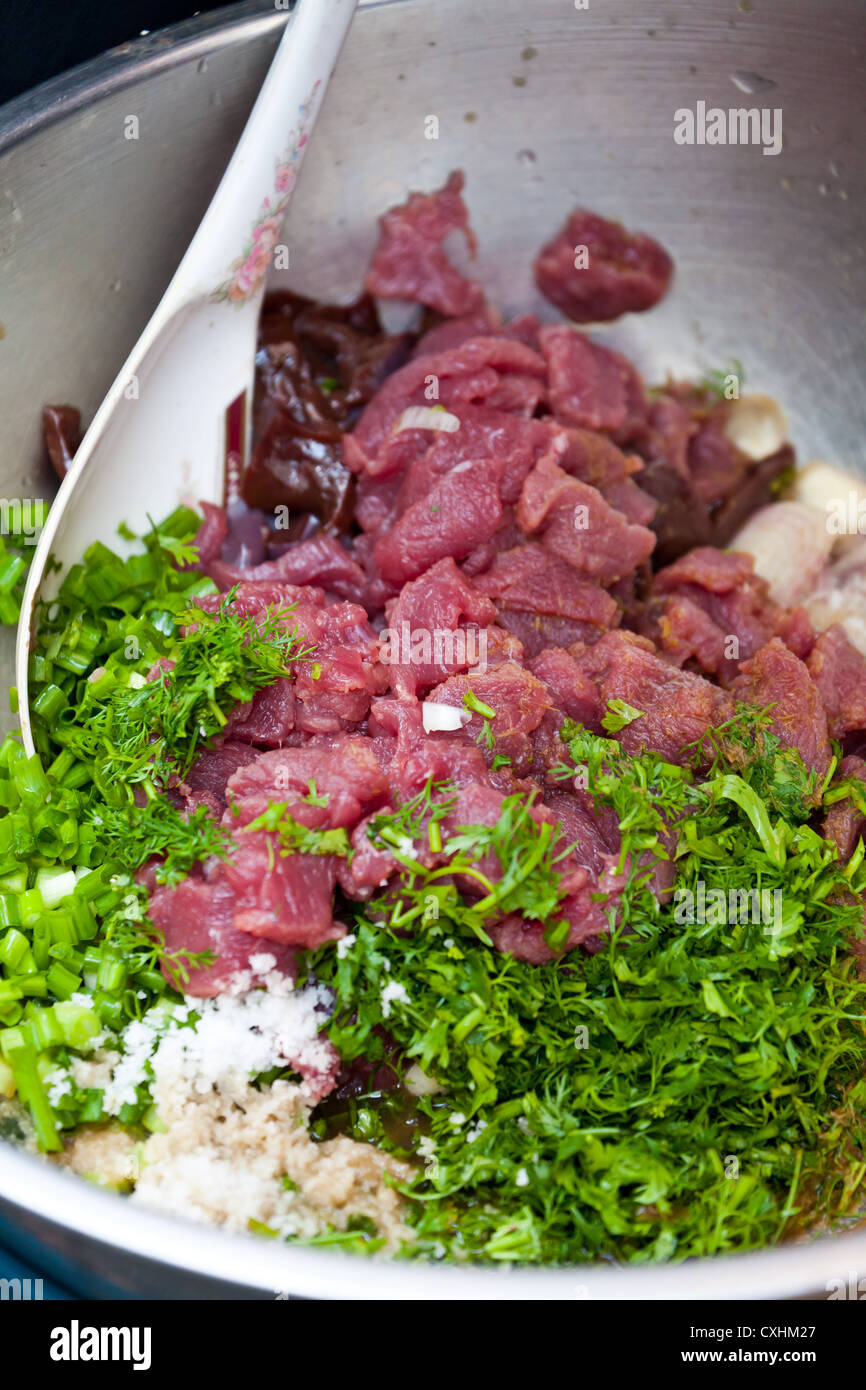 Meat on a Market in Chiang Mai Stock Photo