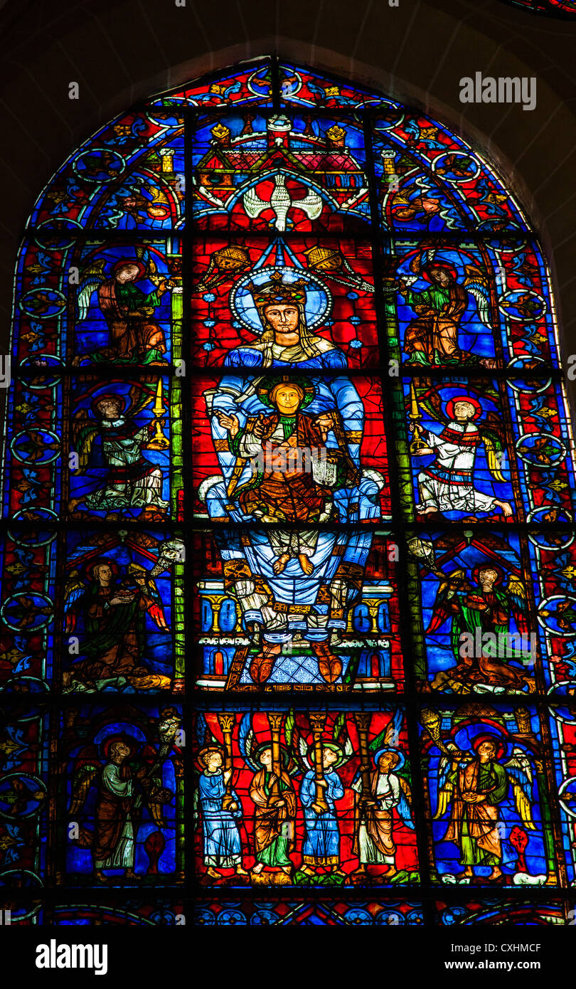The Blue Virgin stained glass window in Chartres Cathedral, Chartres
