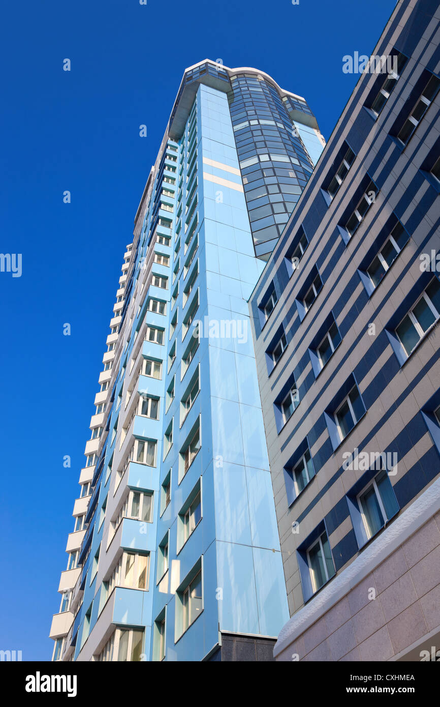 Modern skyscraper on blue sky background in Samara, Russia Stock Photo ...