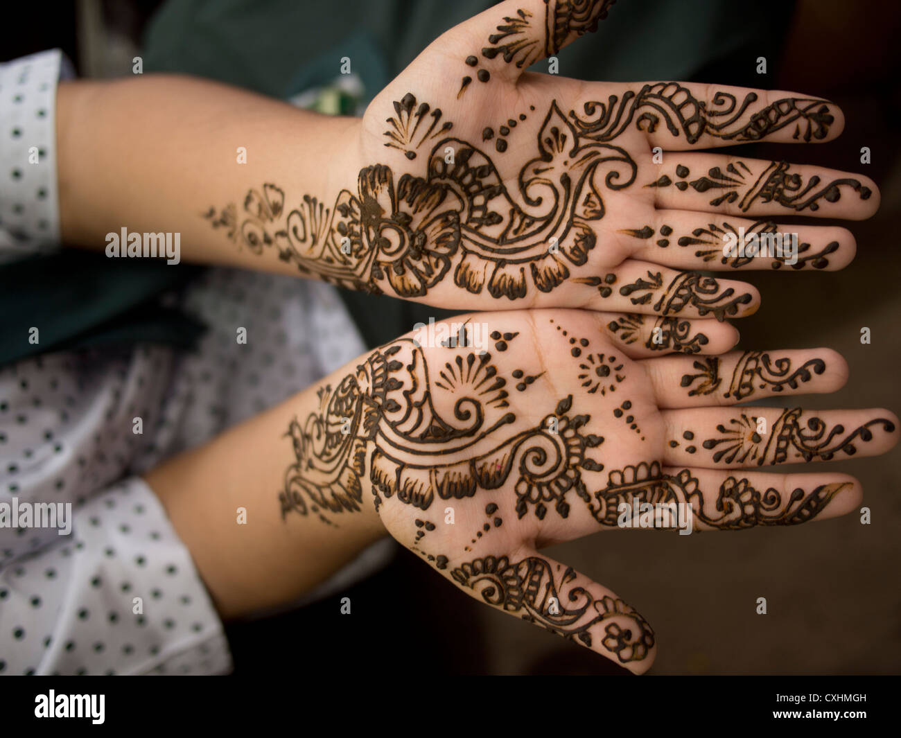 Henna hand painting Stock Photo Alamy