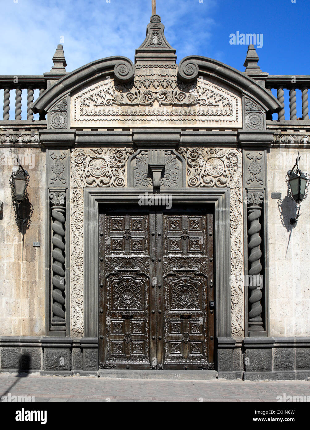 Portal of vintage house, Arequipa, Peru Stock Photo