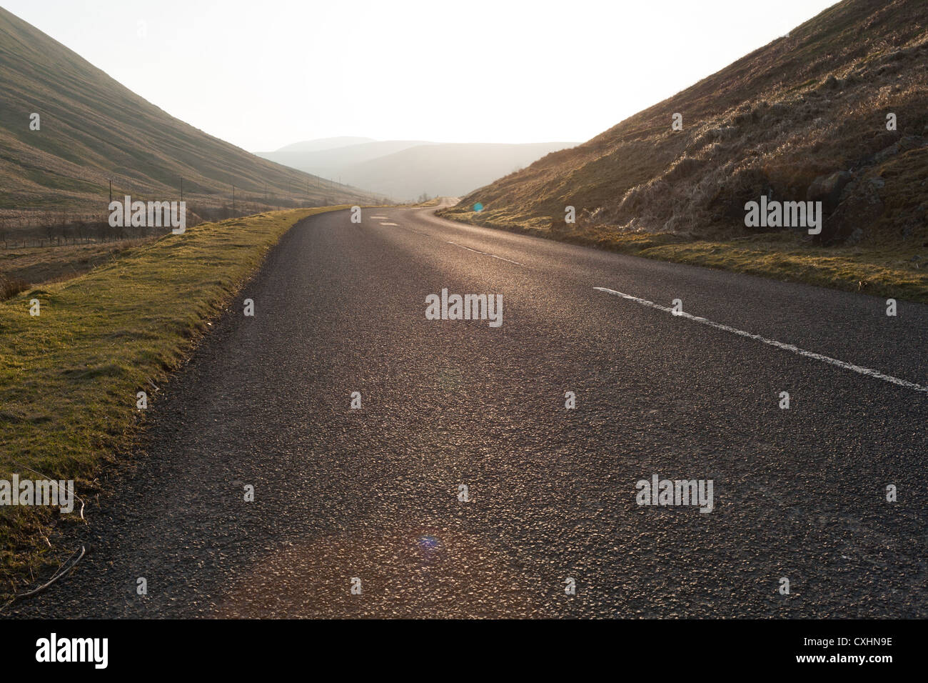 Landscape along the A708 road in the Scottish Borders near Moffat, Scotland, UK Stock Photo