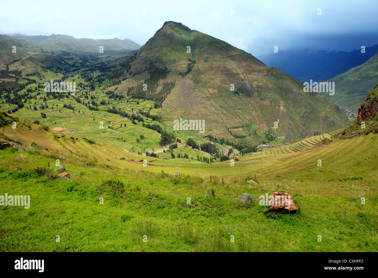 Pisac, archaeological site, Sacred valley, Cuzco, Peru Stock Photo