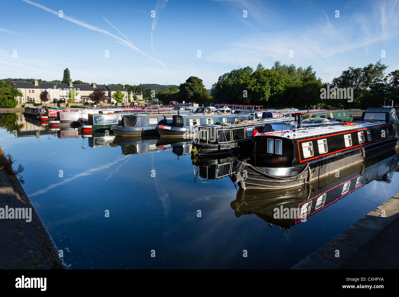 Apperley Bridge Marina on The Leeds Liverpool Canal near Bradford Stock