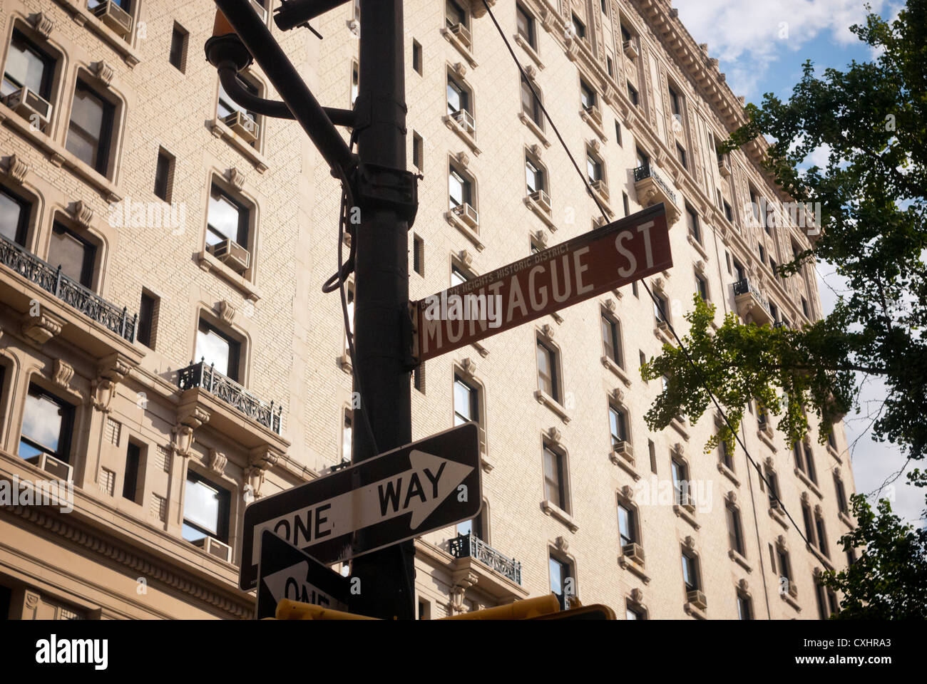 Montague Street street sign in the Brooklyn Heights Historic District