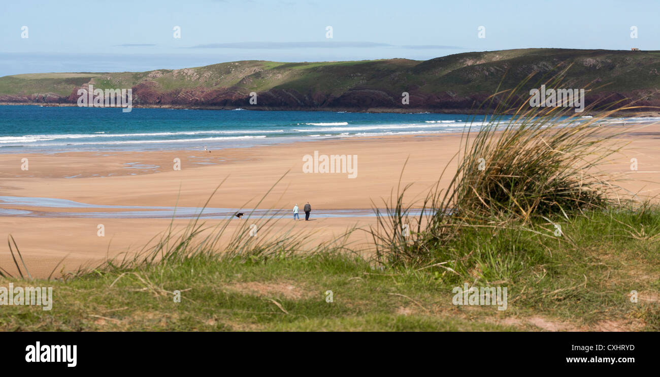 Freshwater West Pembrokeshire Wales. Views of beautiful beaches. Stock Photo