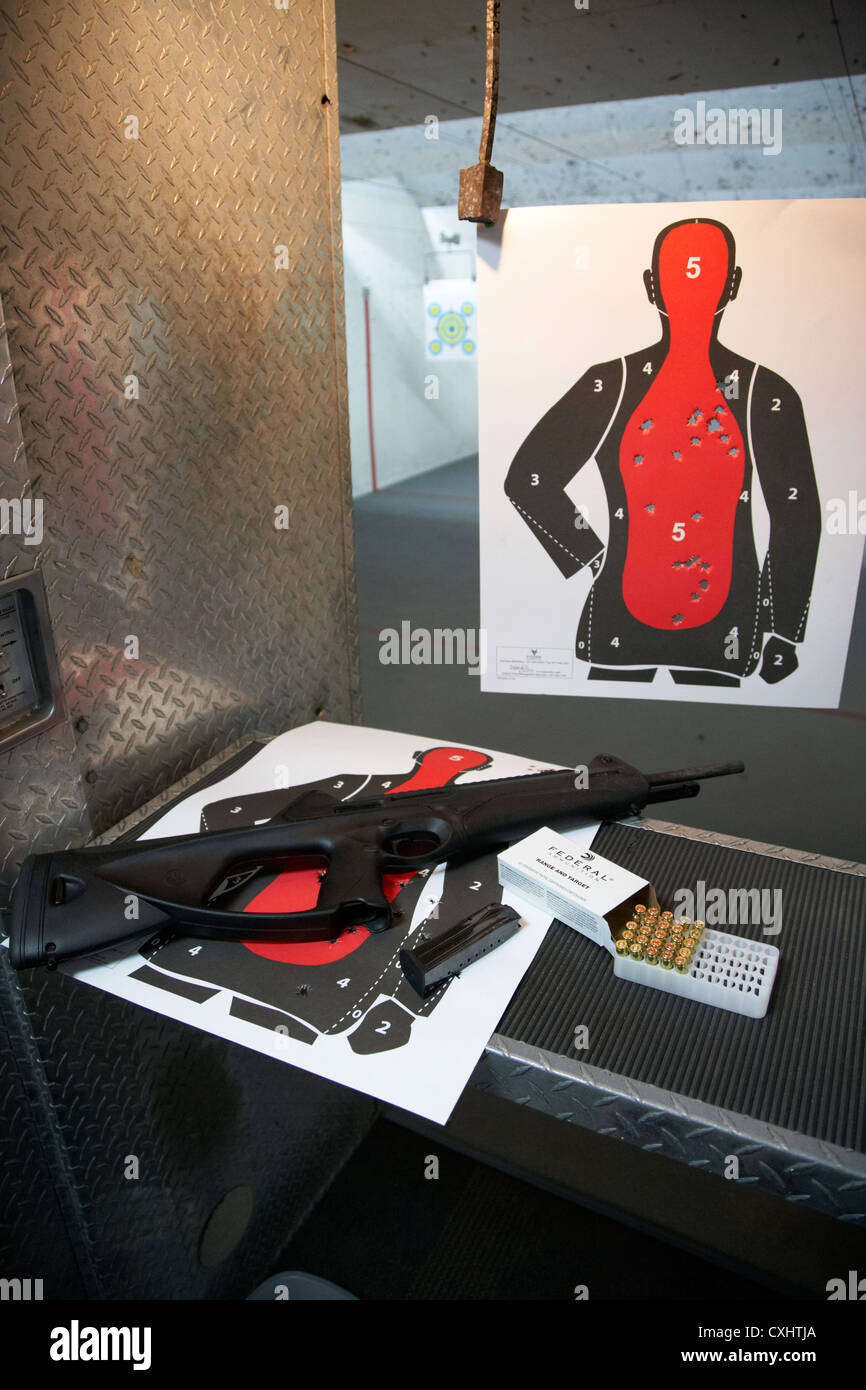 beretta cx4 storm 9mm semi automatic rifle at a gun range in florida usa Stock Photo