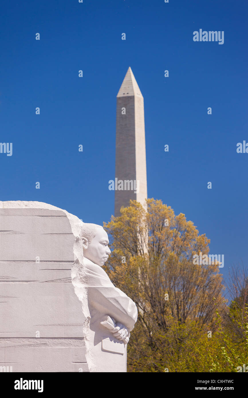 WASHINGTON, DC, USA - Martin Luther King Memorial, and Washington Monument. Stock Photo