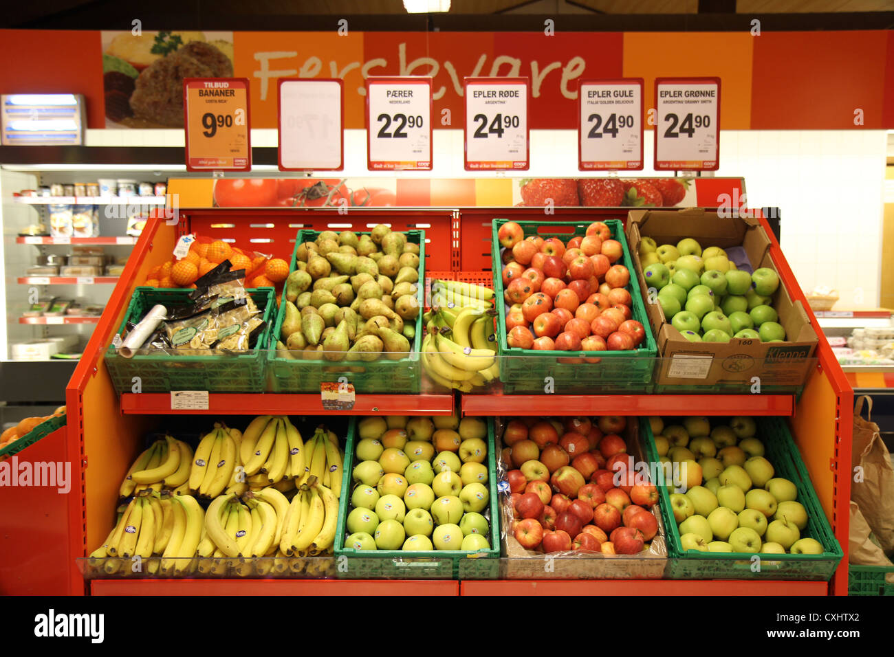 Fruit section in a Norwegian supermarket Stock Photo Alamy