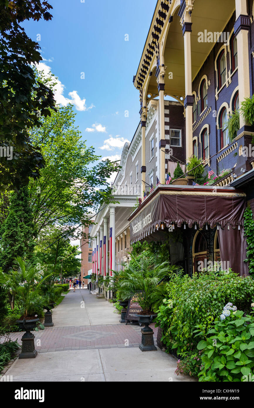 The Adelphi Hotel on Broadway in downtown Saratoga Springs, New York State, USA Stock Photo