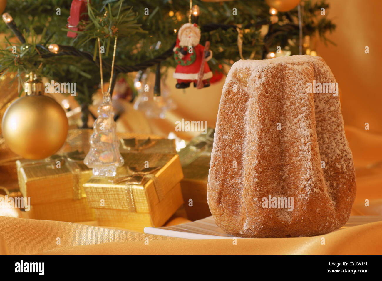 Christmas composition: Pandoro, a typical italian Christmas cake ...