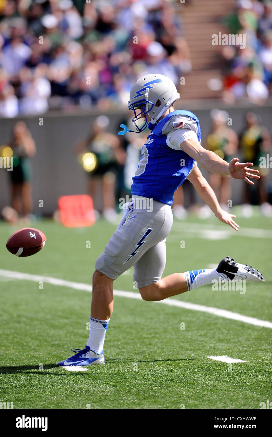Junior David Baska sends a punt towards Colorado State as the U.S. Air Force Academy Falcons defeated the Rams 42-21 at Falcon Stadium in Colorado Springs, Colo. Sept 29, 2012. Stock Photo