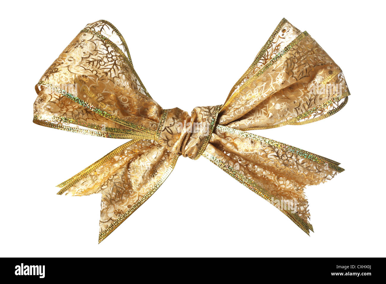 Gold gift bow stock photo. Image of pattern, shiny, package - 17169450