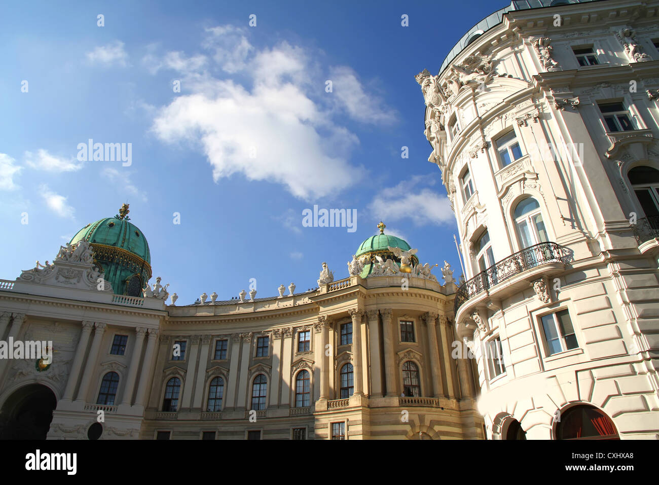 The Michaelertrakt of the Hofburg in Vienna, Austria. View from the Michaelerplatz. Stock Photo